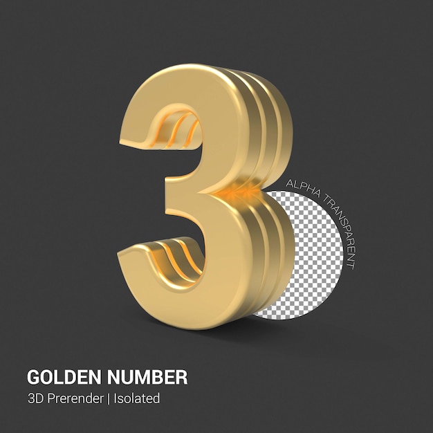 Golden Number 3D Render isolated