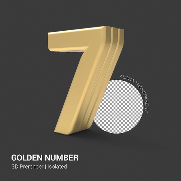 PSD golden number 3d render isolated
