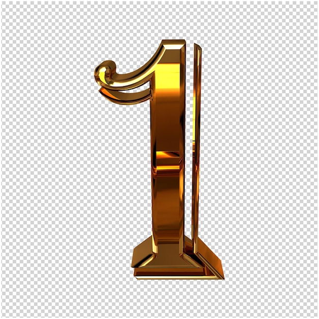 PSD golden number 3d rendering