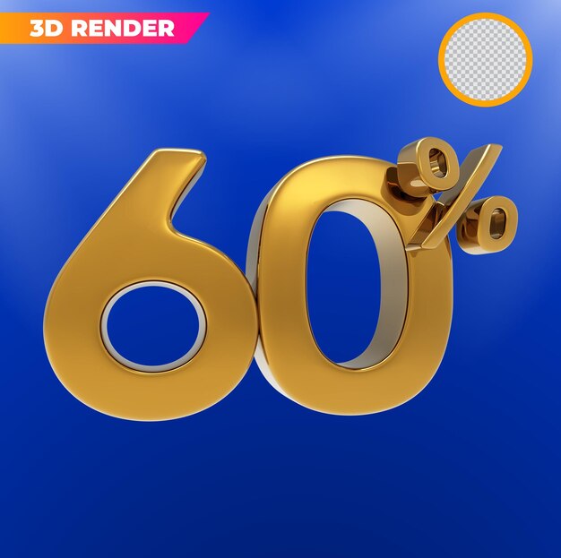 Golden number 60 3d render the promotion