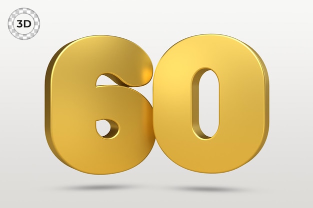 सफेद पृष्ठभूमि पर सुनहरी संख्या 60 दिखाई गई है।