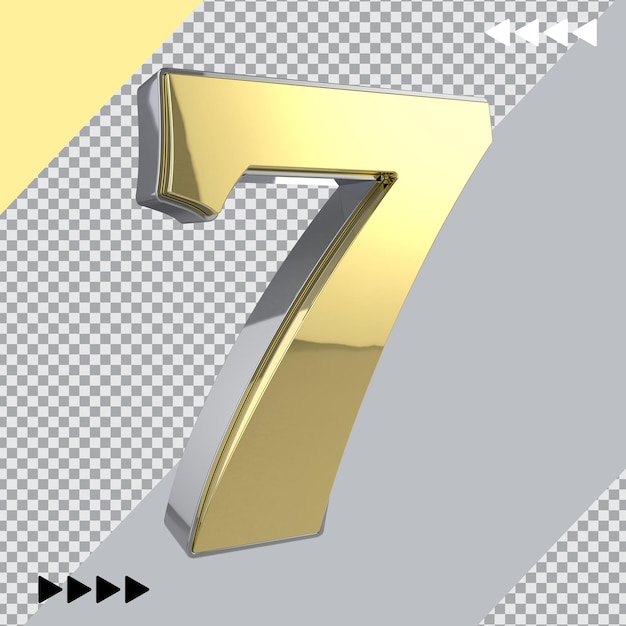 PSD golden number 7 3d render