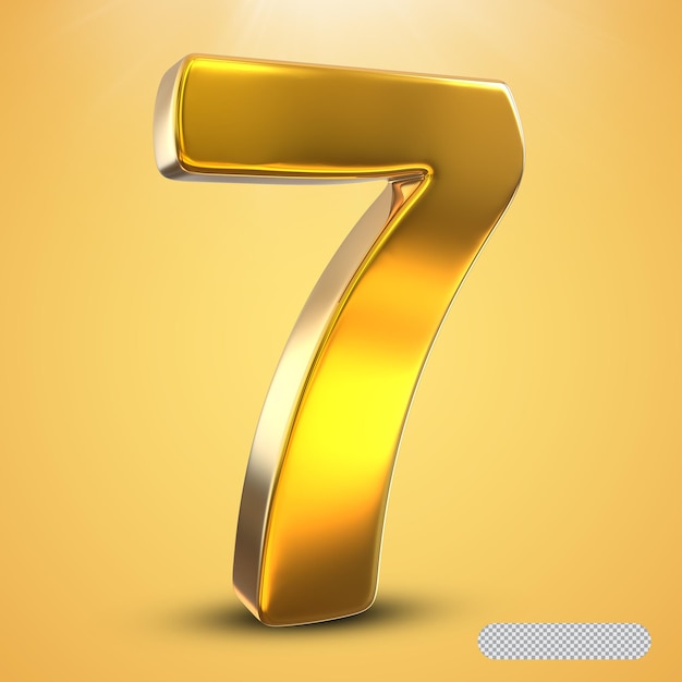 PSD golden number 7 3d render