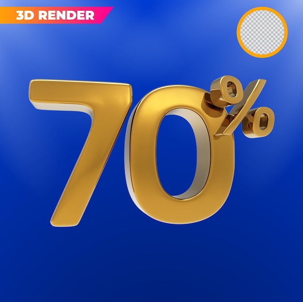 Golden number 70 3d render promotion