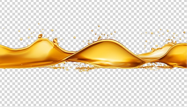 PSD golden oil splash dripping isolated on transparent background