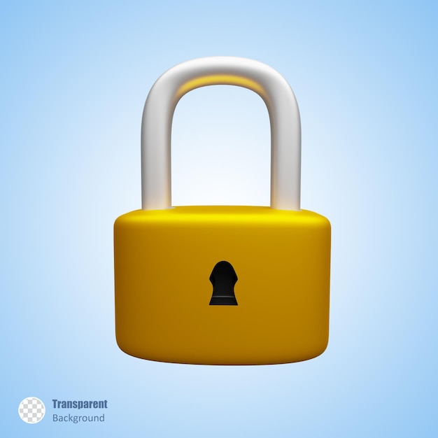 golden padlock in 3d render design