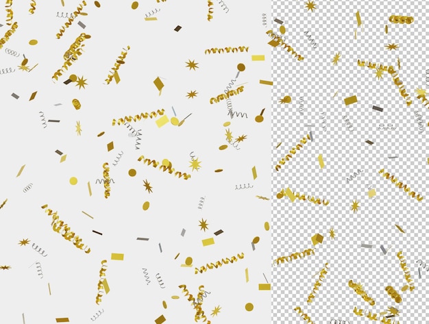 PSD golden party confetti background in realistic style