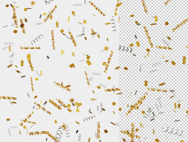 Golden party confetti background in realistic style