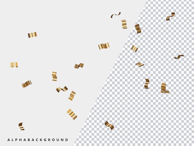 PSD golden party confetti transparent