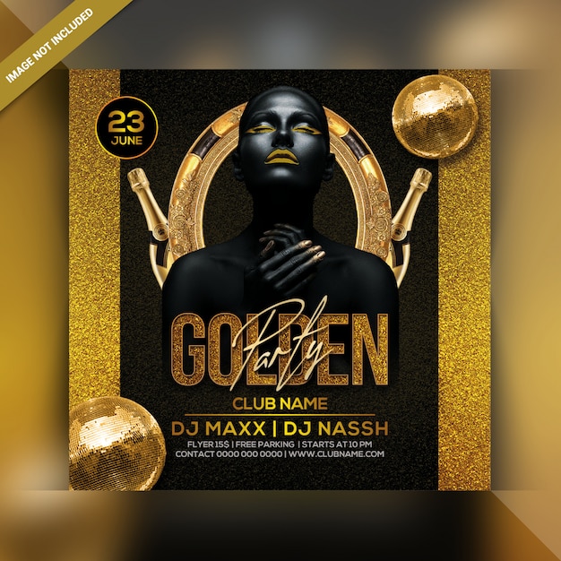 PSD golden party flyer