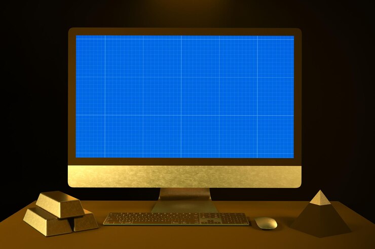 PSD golden pc mockup