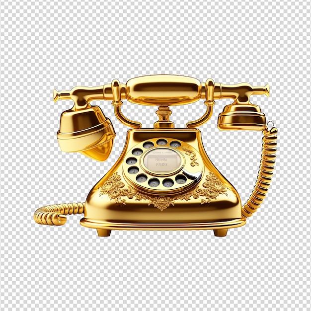 PSD golden phone isolated on transparent background png