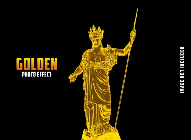 PSD golden photo effect template