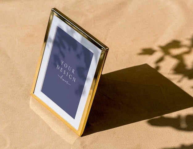 Golden photo frame mockup design