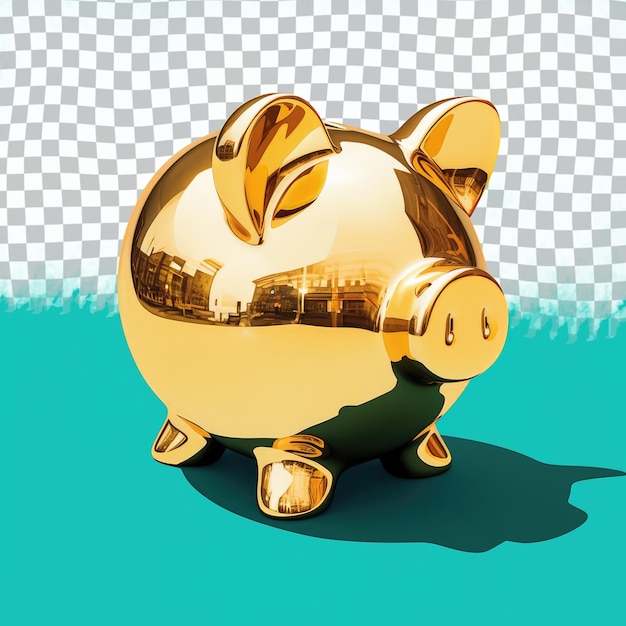 PSD a golden pig with a man in a suit on the front