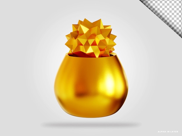 Golden plant 3d render illustration isolated