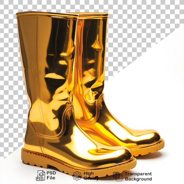 PSD stivali da pioggia dorati isolati su uno sfondo trasparente includono file png