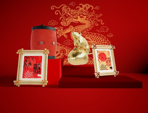 PSD golden rat chinese new year illustration