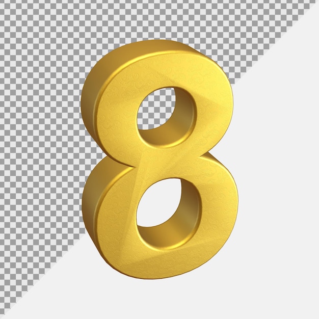 Golden Realistic 3D Number Rendering