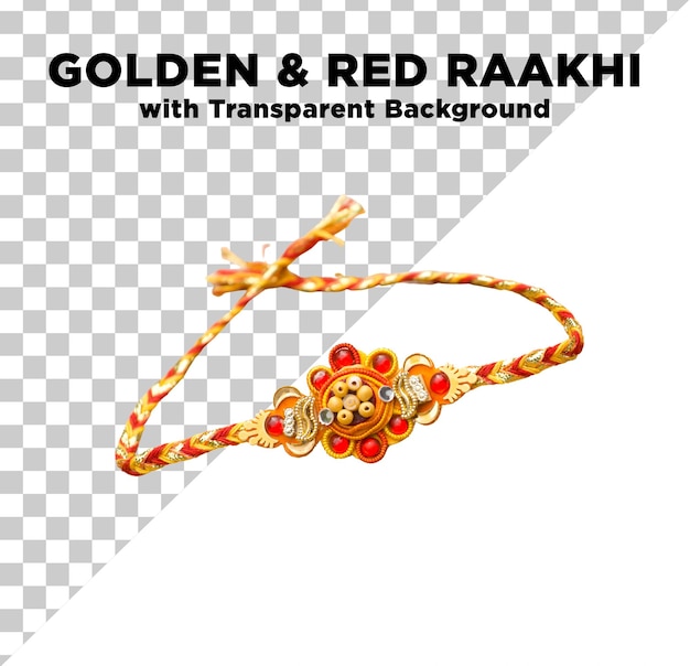 golden red rakhi string photo psd with transparent background