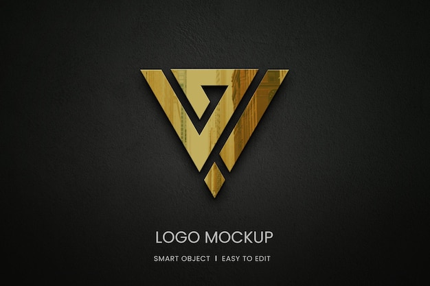 Mockup logo riflettente dorato