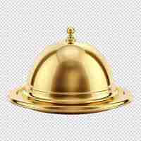 PSD golden restaurant cloche isolated on transparent background