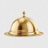 PSD golden restaurant cloche isolated on transparent background