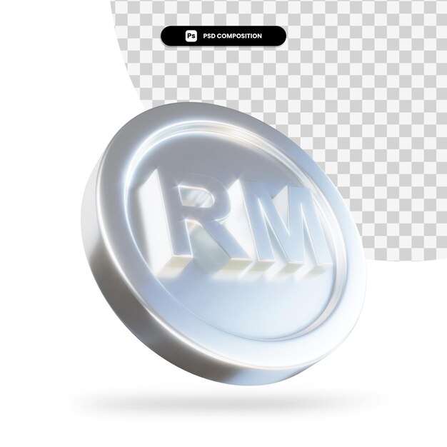 golden ringgit coin 3d rendering isolated