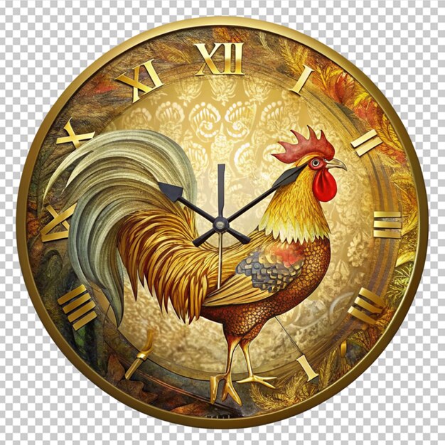 PSD golden rooster wall clock