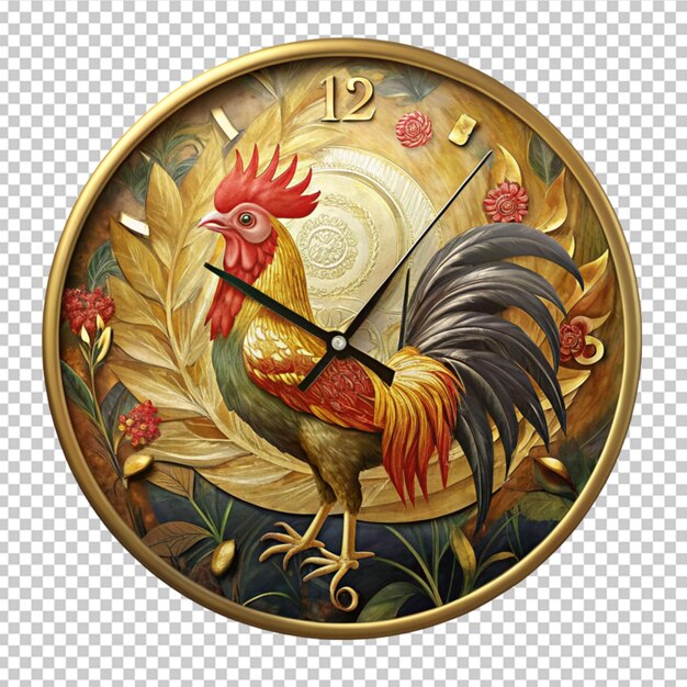 PSD golden rooster wall clock