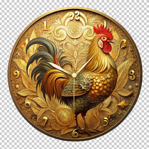 Golden rooster wall clock