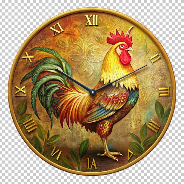 Golden rooster wall clock