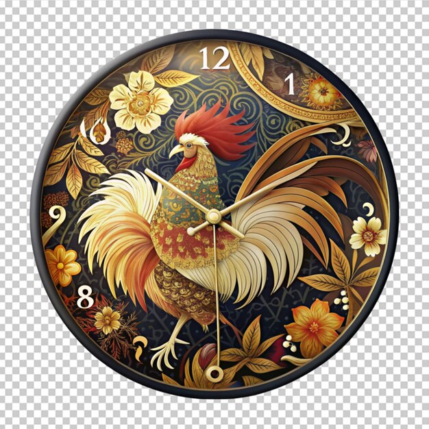 PSD golden rooster wall clock