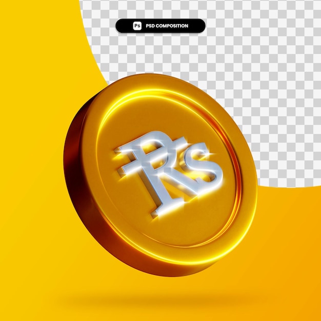 PSD golden rupee coin 3d rendering isolated