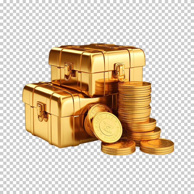 PSD golden safe deposit box png isolated on transparent background