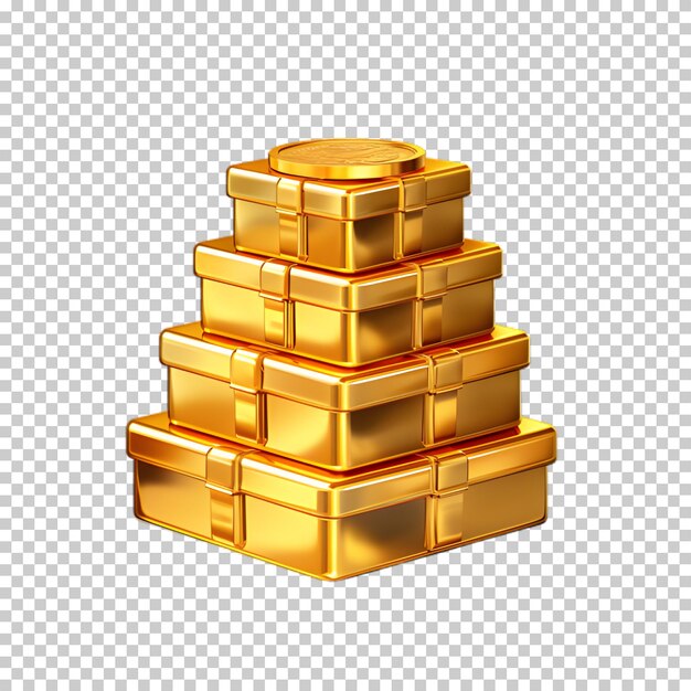 PSD golden safe deposit box png isolated on transparent background