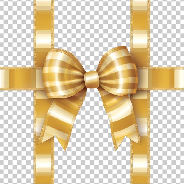 Golden satin ribbon for wrapping isolated on transparent background