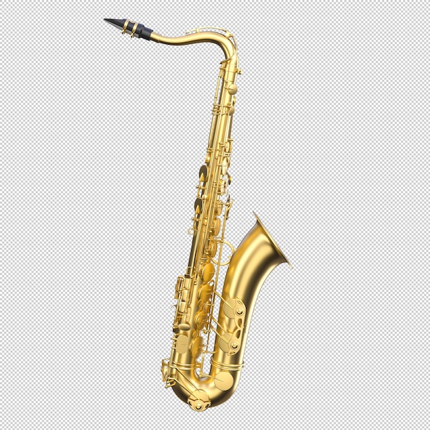 Golden saxophone on white background