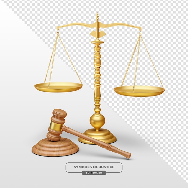 Golden Scales of Justice Voorstelling van wet en evenwicht in 3D rendering