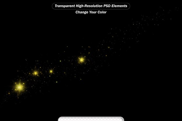 PSD 황금색 린은 많은 불빛으로 빛나고 반이는 먼지입니다.