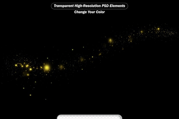 PSD 황금색 린은 많은 불빛으로 빛나고 반이는 먼지입니다.