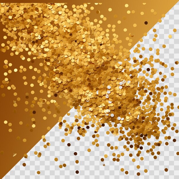 PSD golden sequins isolated on transparent background