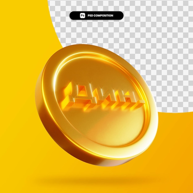 Moneta dorata del dinaro serbo 3d rendering isolato