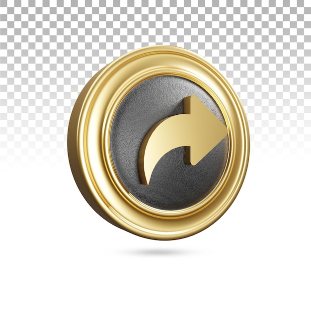 Golden share icon in 3d rendering