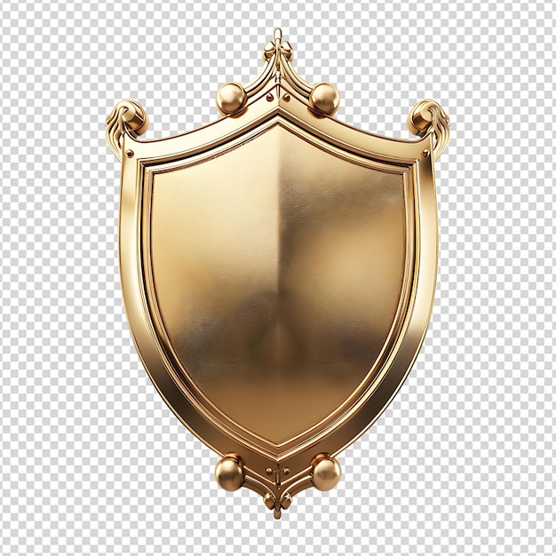 Golden shield on isolated background