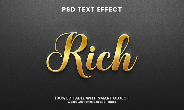 Golden shiny rich 3d text effect