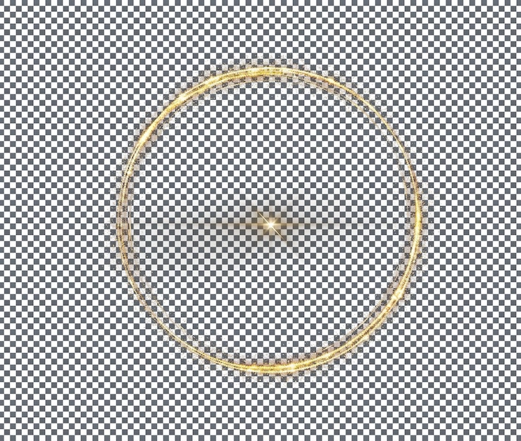PSD golden shiny sparkly ultra thin circle isolated on transparent background