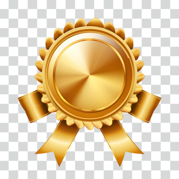 PSD golden silver bronze award medal with ribbons transparent background