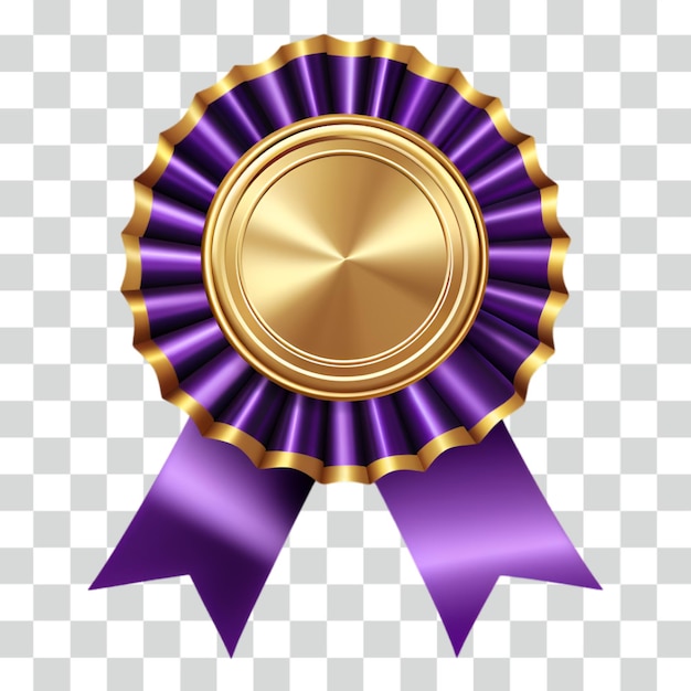 Golden silver bronze award medal with ribbons transparent background