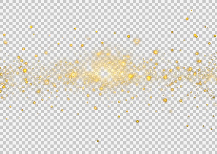 PSD golden and silver sparkles on a transparent background